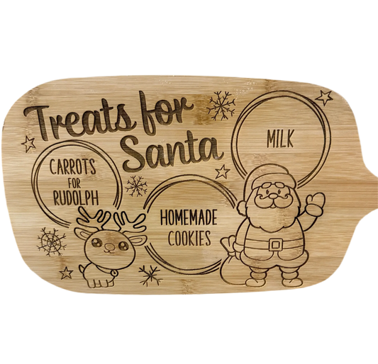 Personalised Treats for Santa Bamboo Christmas Board - Pixel Burn Custom Laser Creations