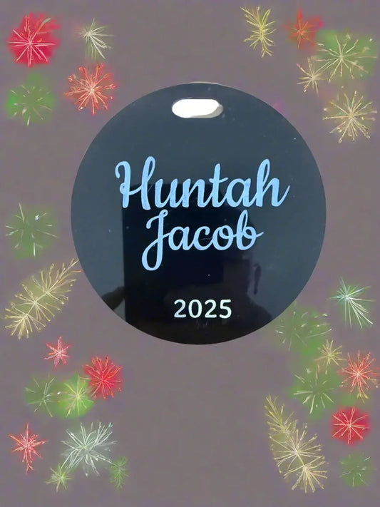 Personalised Acrylic Name & Year Ornament - Pixel Burn Custom Laser Creations