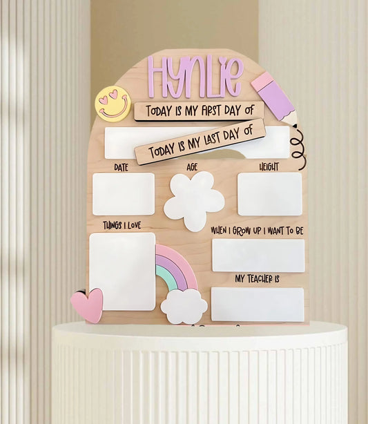 First & Last Day School Board Personalised Wooden Sign ✏️ - Pixel Burn Custom Laser Creations