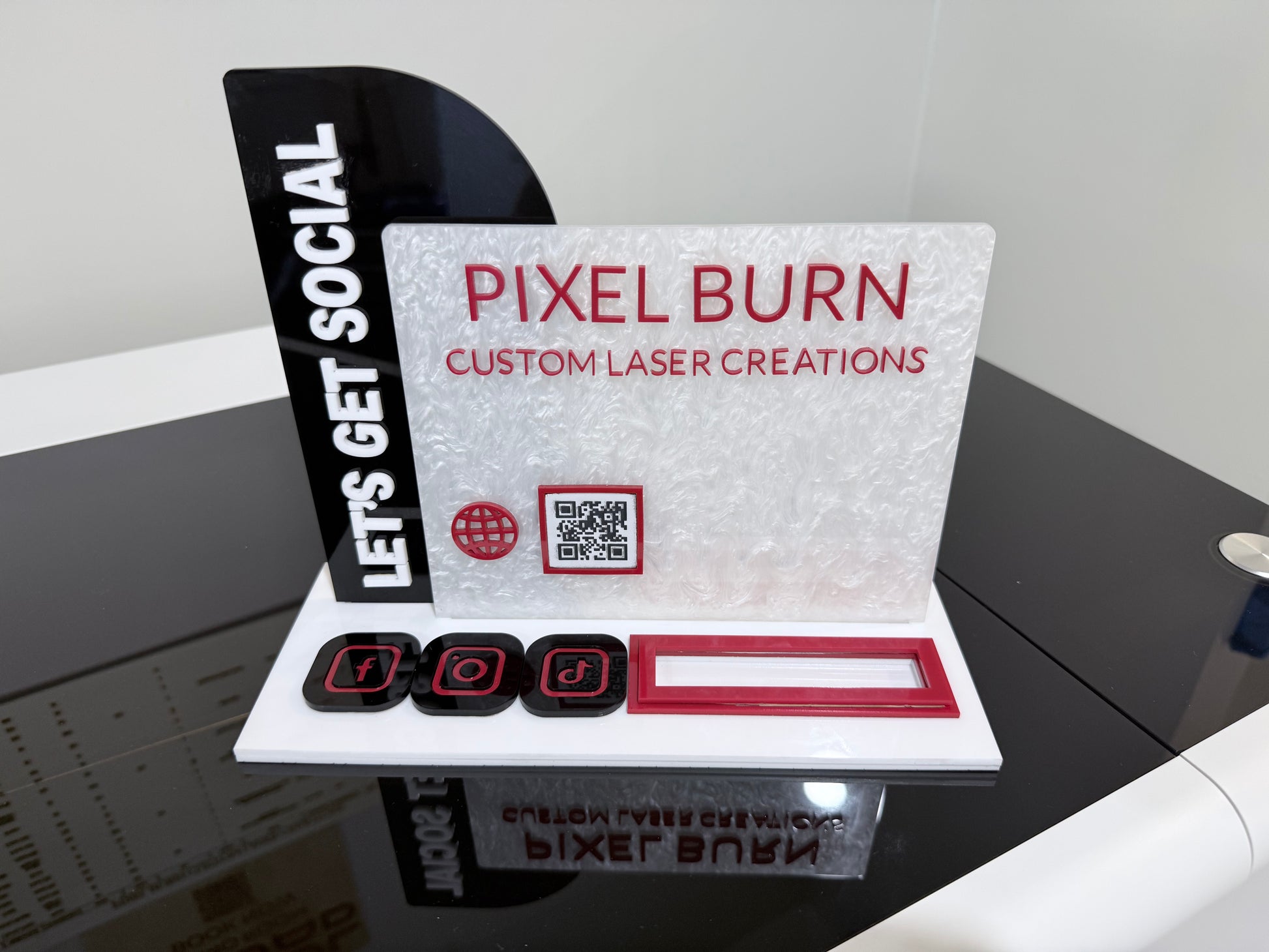 Custom NFC Smart Sign – Tap to Connect Display (Exclusive Launch) - Pixel Burn Custom Laser Creations