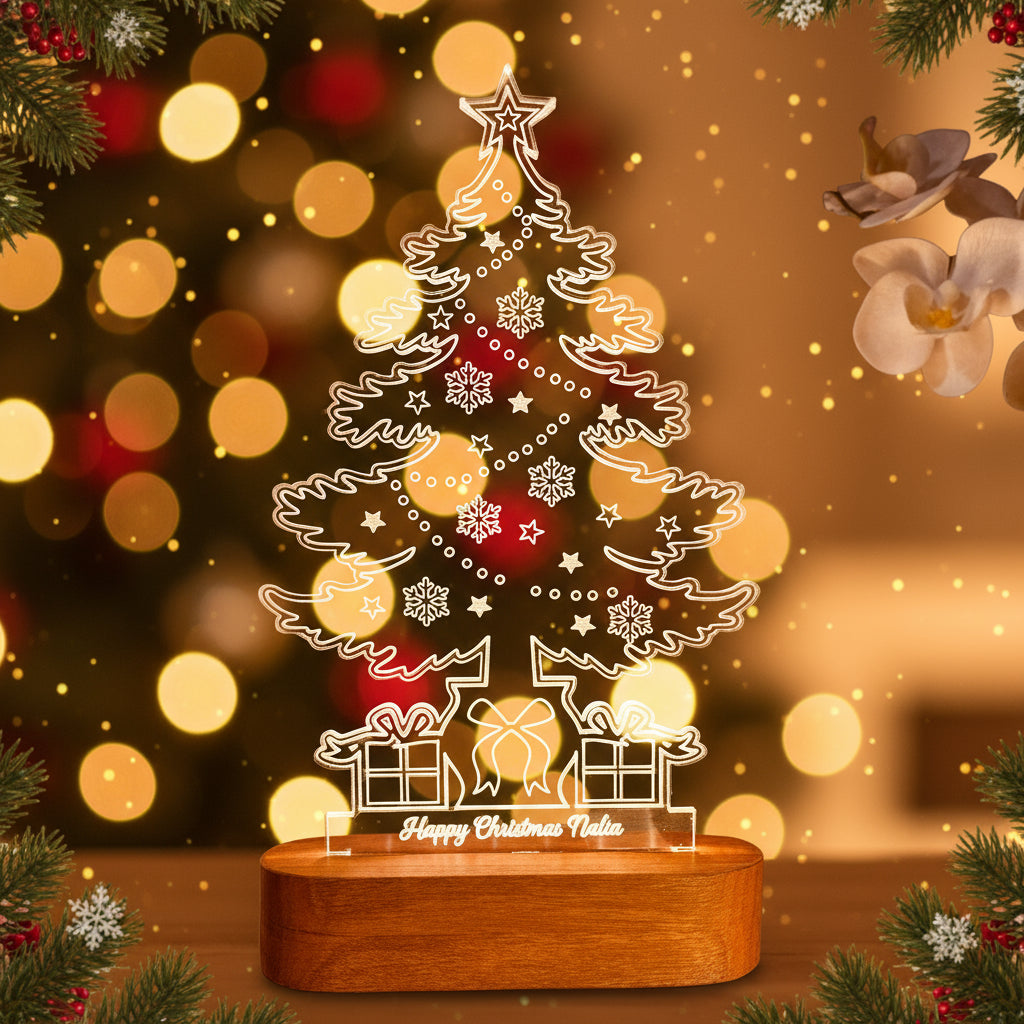 Personalised LED Acrylic Christmas Tree Lamp Premium Edition