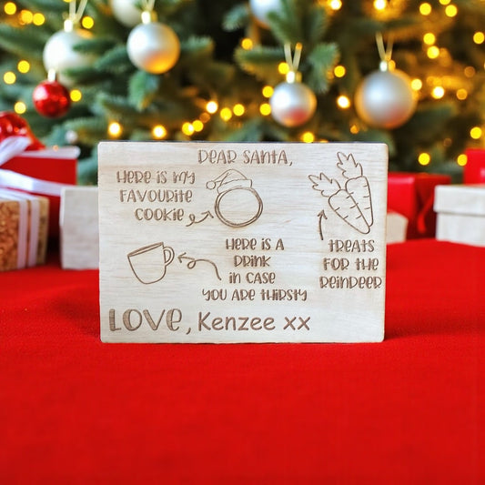 Personalised Santa Treat Board Custom Christmas Eve Wooden Plate - Pixel Burn Custom Laser Creations