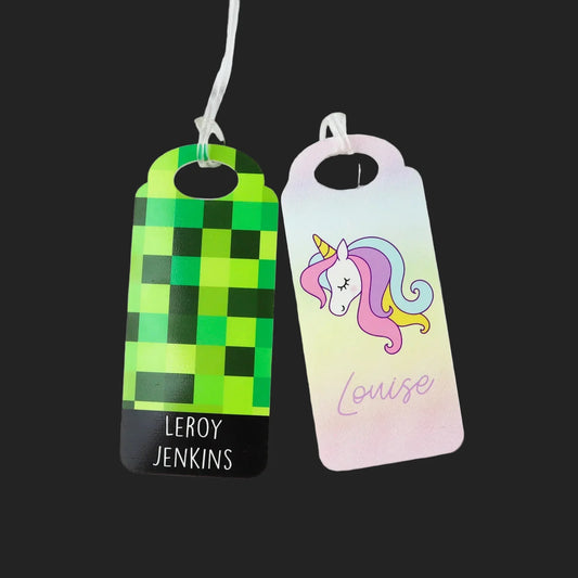 Personalised Double Sided Bag Tags – Custom Engraved Name Tags for Kids School Bags - Pixel Burn Custom Laser Creations