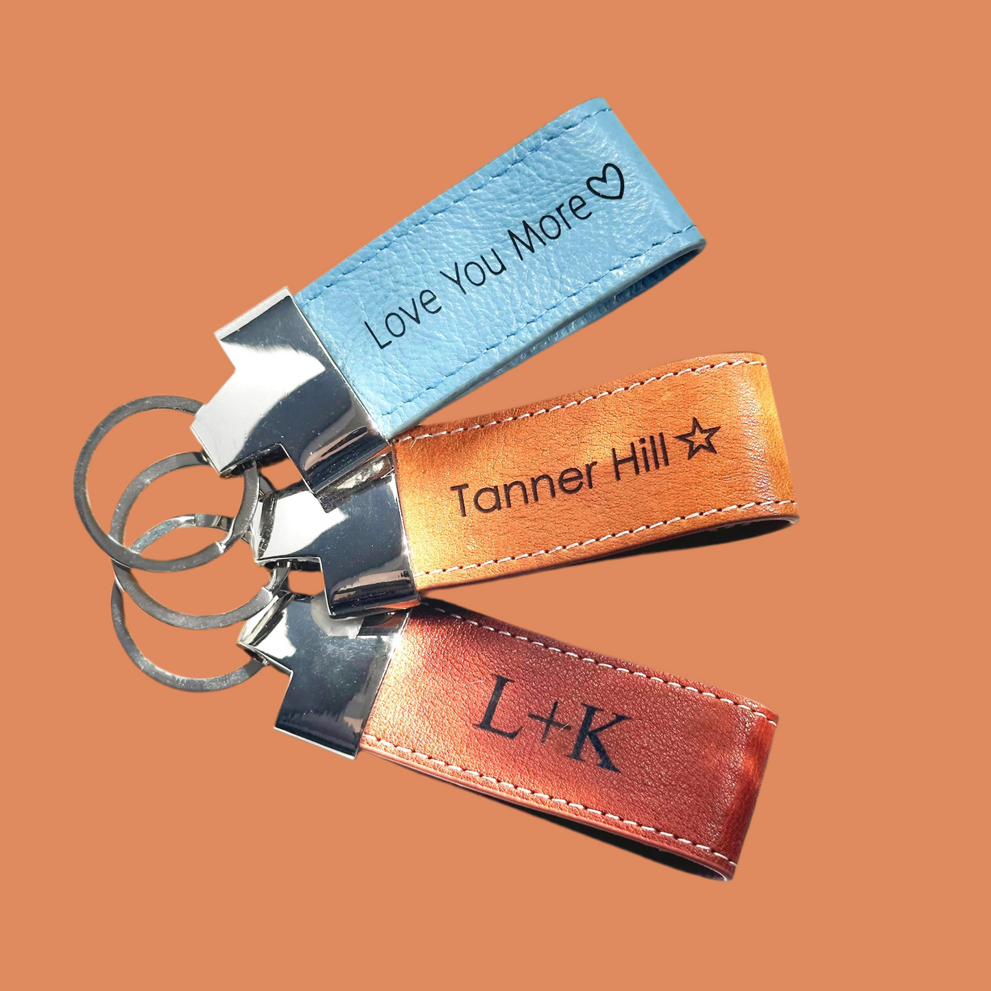 Personalised Leather Keyring – Custom Engraved Gift Pixel Burn Custom Laser Creations