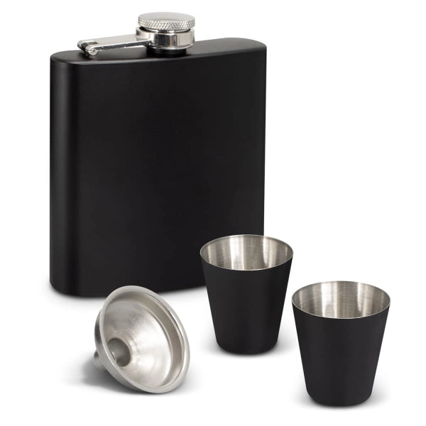 Personalised Stainless Steel Hip Flask Gift Set