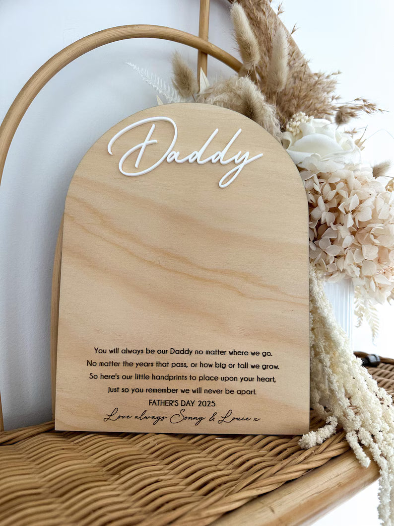 Personalised Daddy Wooden Plaque – Father’s Day 2025 Gift – personalised engraved gift Australia