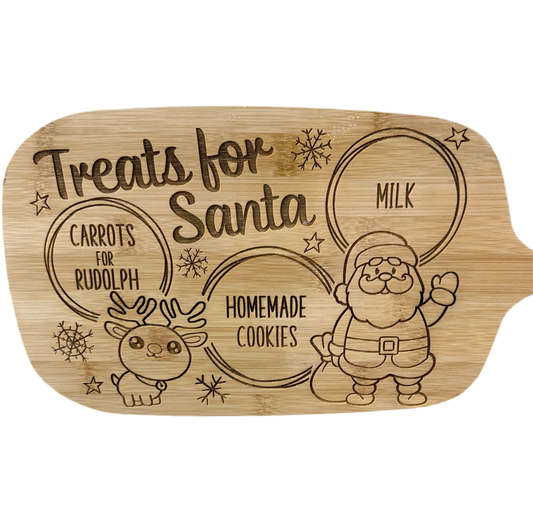 Personalised Treats for Santa Bamboo Christmas Board – personalised engraved gift Australia