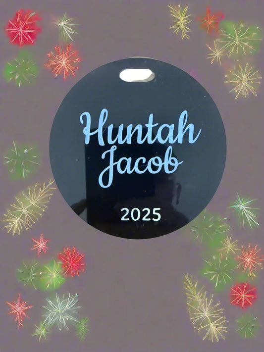 Personalised Acrylic Name & Year Ornament – personalised engraved gift Australia