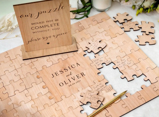 Personalised Wooden Wedding Guest Book Puzzle – Unique Keepsake – personalised engraved gift Australia