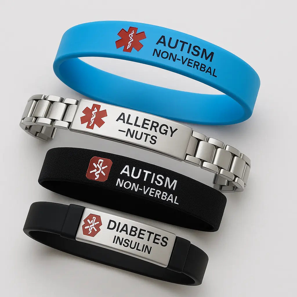 Non-Removable Medical Alert Bracelet Sensory-Safe ID for Children & Adults – personalised engraved gift Australia