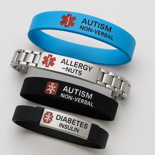 Non-Removable Medical Alert Bracelet Sensory-Safe ID for Children & Adults – personalised engraved gift Australia