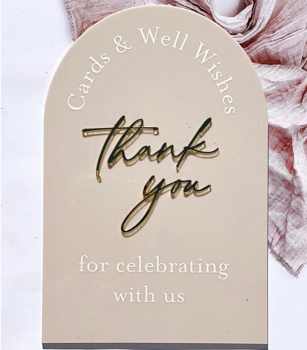 Acrylic Thank You Sign – Cards & Well Wishes Wedding Sign – personalised engraved gift Australia