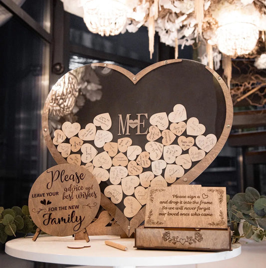 Personalised Heart Drop Wedding Guest Book Frame – Unique Guest Book Alternative – personalised engraved gift Australia