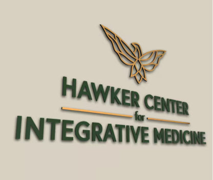 Logo of Hawker Center for Integrative Medicine with a stylized wing design on a beige background.
