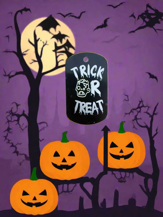 Trick or Treat Halloween Acrylic Ornament Engraved Design – personalised engraved gift Australia