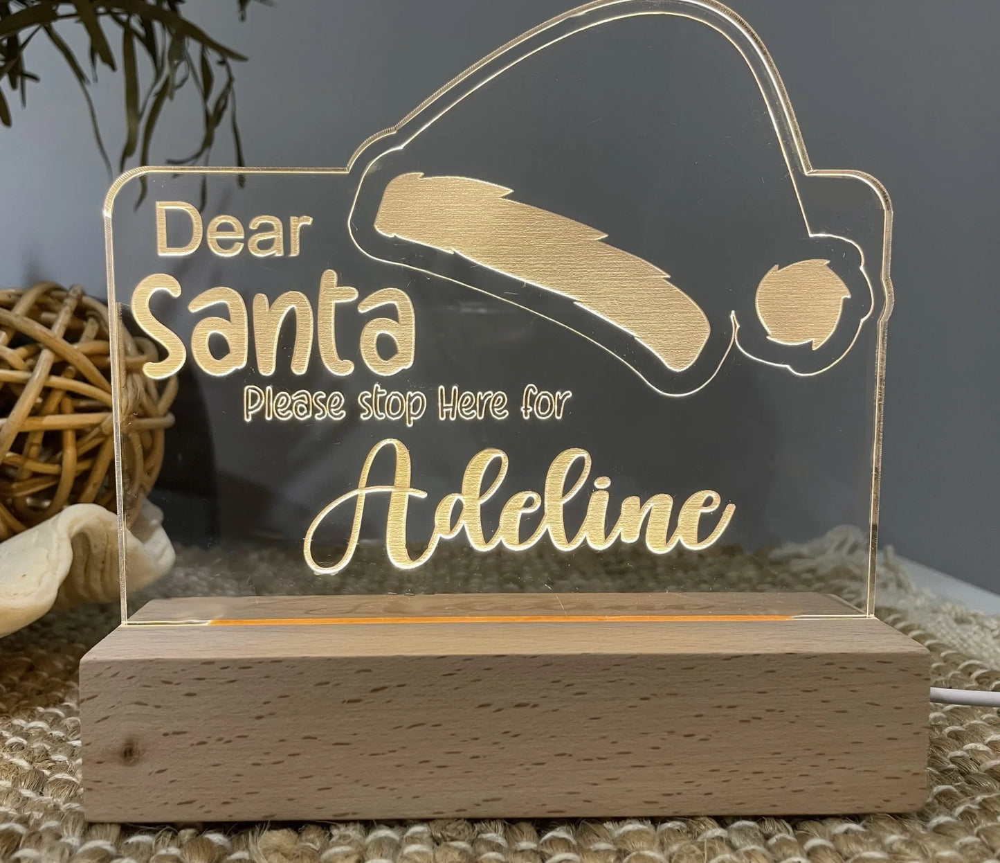 Personalised Dear Santa Night Light – personalised engraved gift Australia