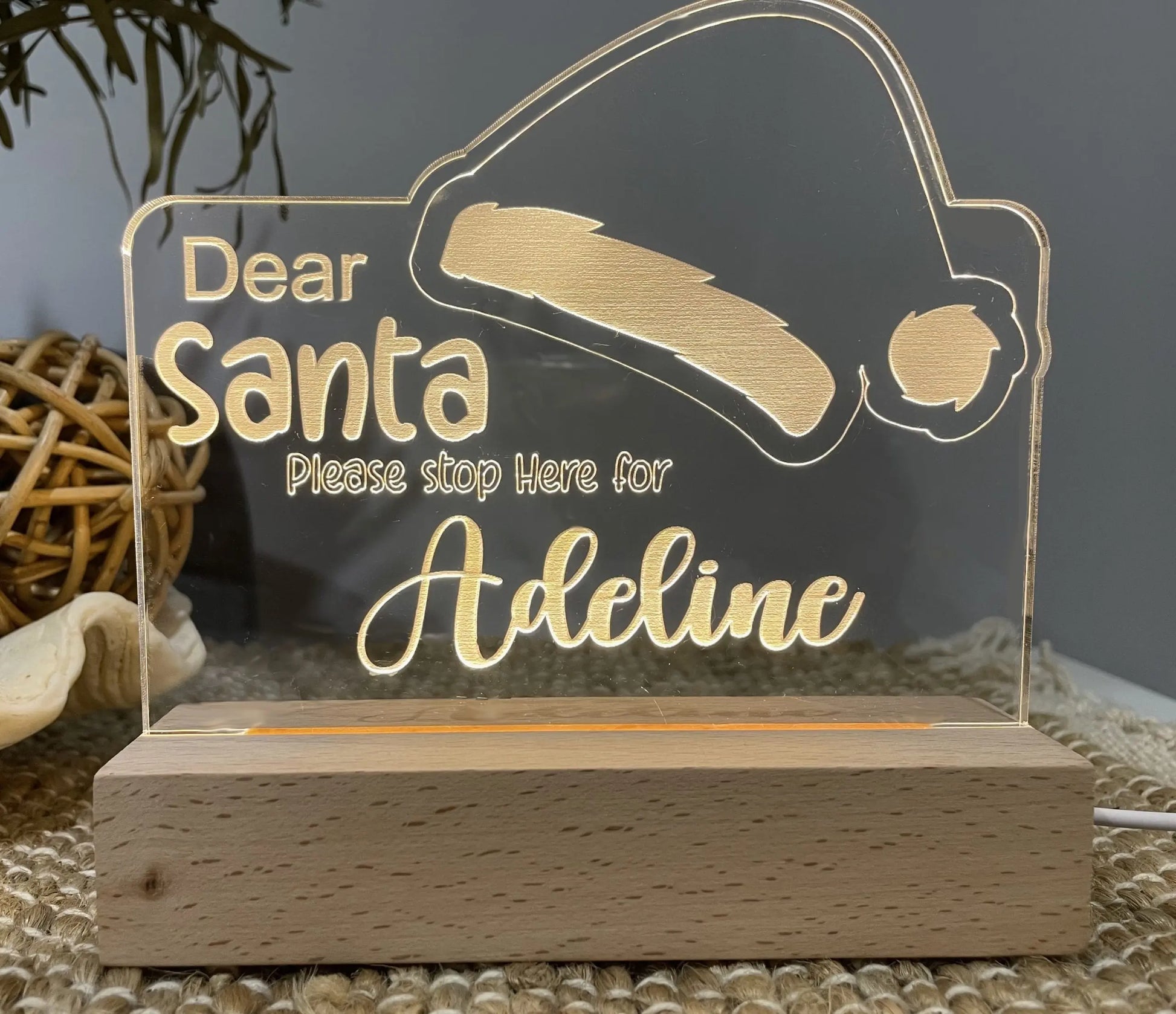 Personalised Dear Santa Night Light – personalised engraved gift Australia