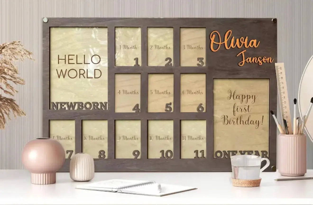 Personalised Baby’s First Year Photo Frame Personalised Gift by Pixel Burn