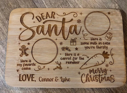 Engraved “Dear Santa” Bamboo Treat Board – personalised engraved gift Australia