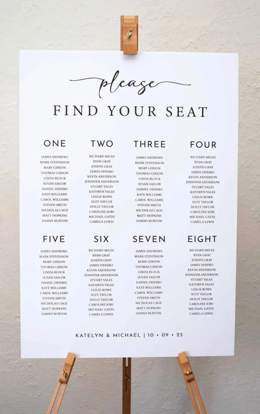 Custom Wedding Seating Chart Sign Elegant Modern Design – personalised engraved gift Australia