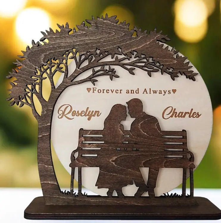 Forever & Always Wooden Couple Display – personalised engraved gift Australia