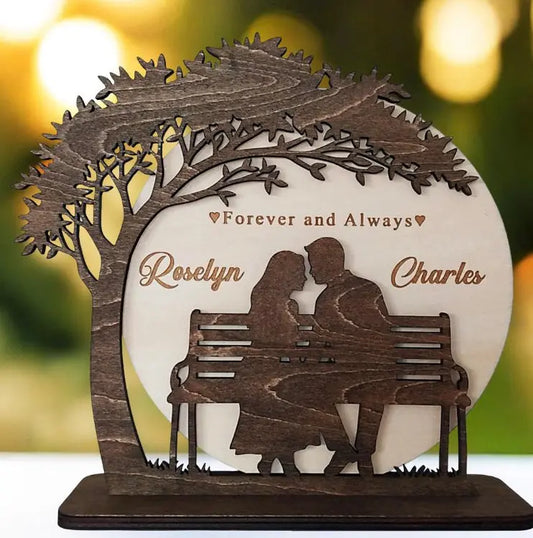 Forever & Always Wooden Couple Display – personalised engraved gift Australia