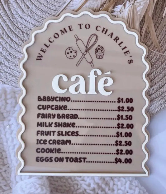 Personalised Kids’ Café Menu Sign – personalised engraved gift Australia