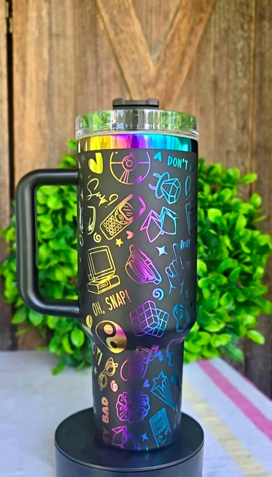 Customised Iridescent tumbler – personalised engraved gift Australia