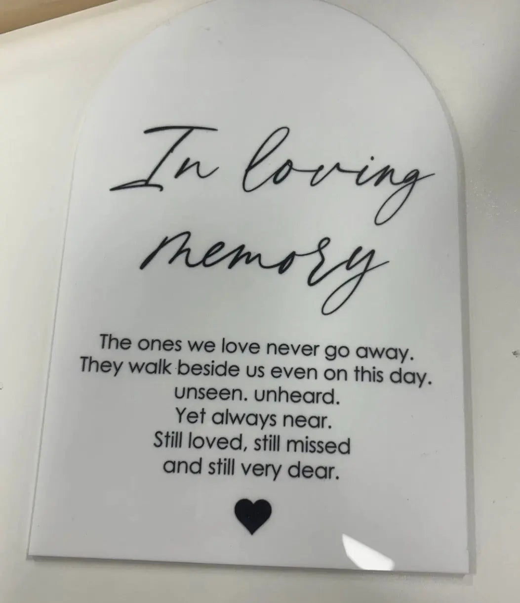 In Loving Memory Wedding Sign – personalised engraved gift Australia