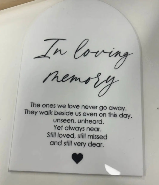 In Loving Memory Wedding Sign – personalised engraved gift Australia