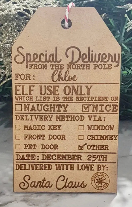 Personalised Santa Delivery Tag – personalised engraved gift Australia