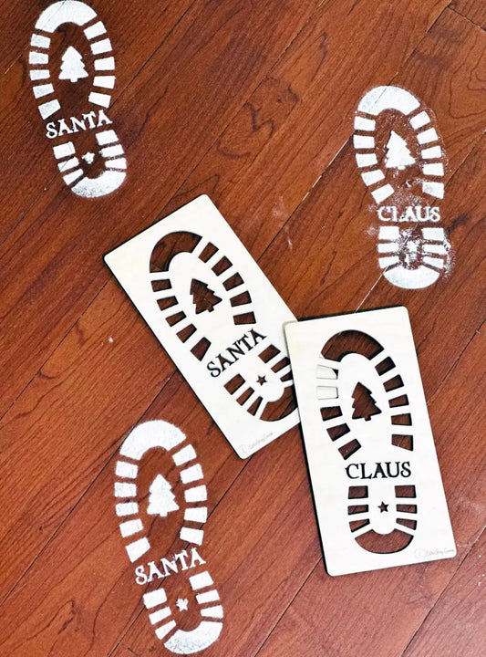 Santa’s Sneaky Footprints Stencil Set – personalised engraved gift Australia