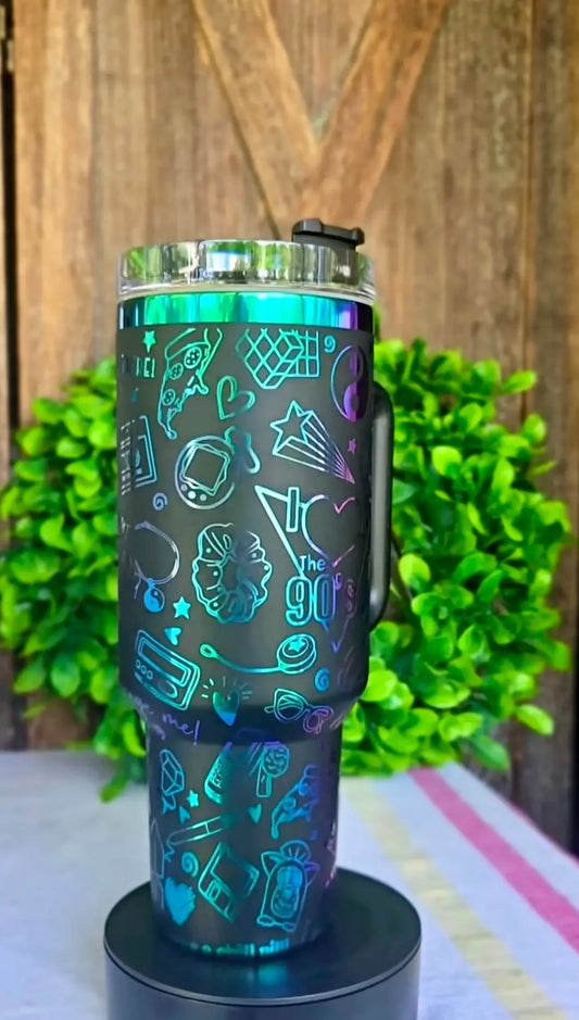 Customised Iridescent tumbler - Pixel Burn Custom Laser Creations 