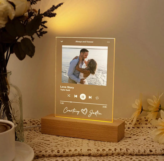 Personalised Spotify Glass LED Music Plaque with QR/RFID Playback – personalised engraved gift Australia