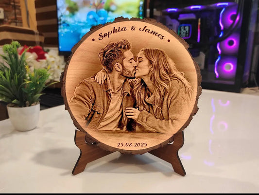 Personalised Wooden Photo Engraved Plaque with Stand – personalised engraved gift Australia