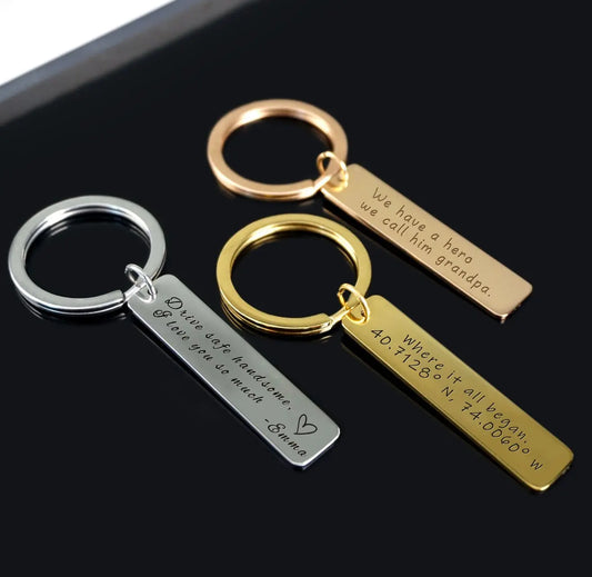 Personalised Engraved Bar Keyring – personalised engraved gift Australia
