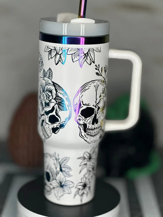 Customised Iridescent tumbler White - Pixel Burn Custom Laser Creations 