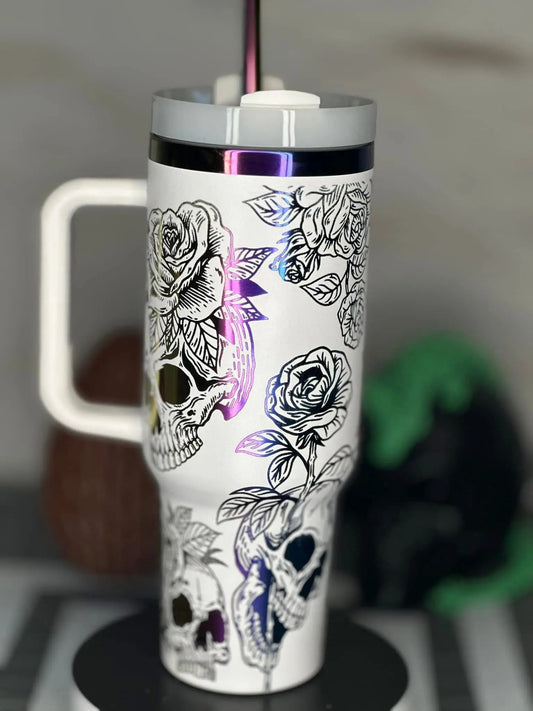 Customised Iridescent tumbler White – personalised engraved gift Australia