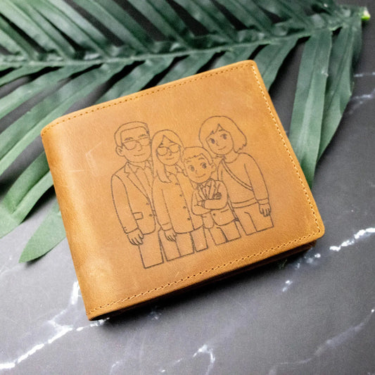 Photo Outline Personalised Leather Wallet – personalised engraved gift Australia
